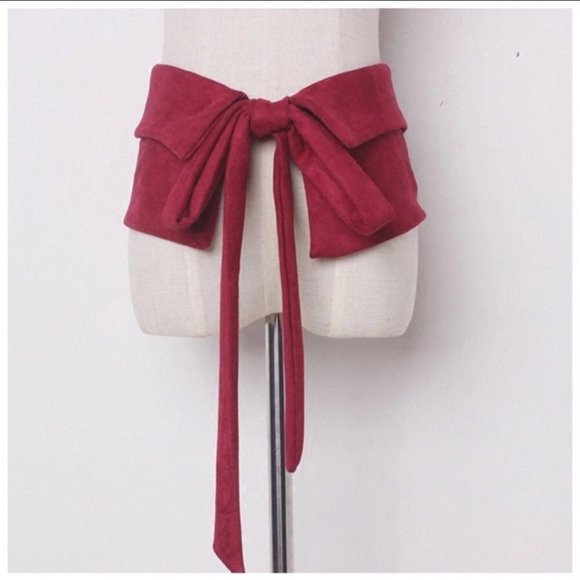 Handmade Red Microfiber Wide Tie Belt main image 4
